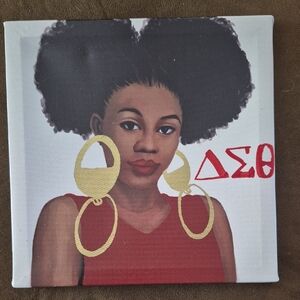 Sorority Canvas Art with Gold Earrings